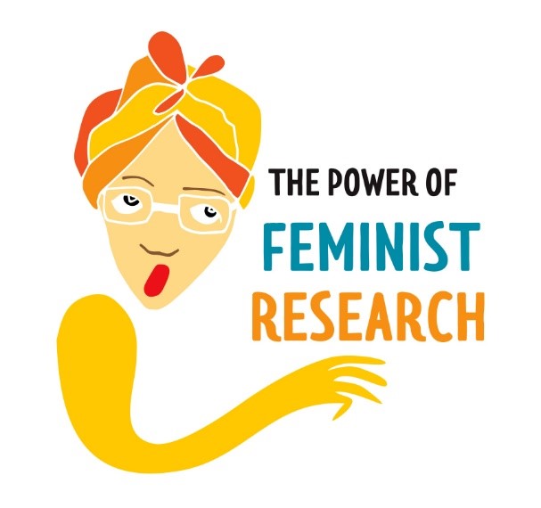 Illustration: Frauenkopf mit Schriftzug - The Power of Feminist Research